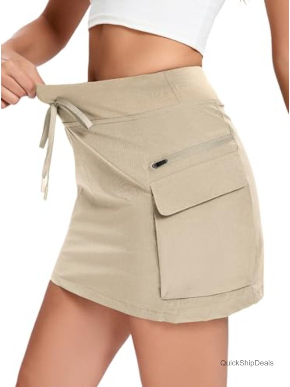 High Waisted Cargo Skort with Zipper Pockets for Hiking Golf Athletic